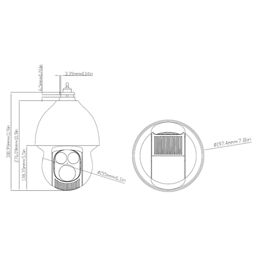 Тепловизионная IP-видеокамера TVT TD-5635E1-VT2(PE/432/VL30/25mm) Thermal 384*288 f=25mm Optical PTZ 4Mp f=4.8-154mm