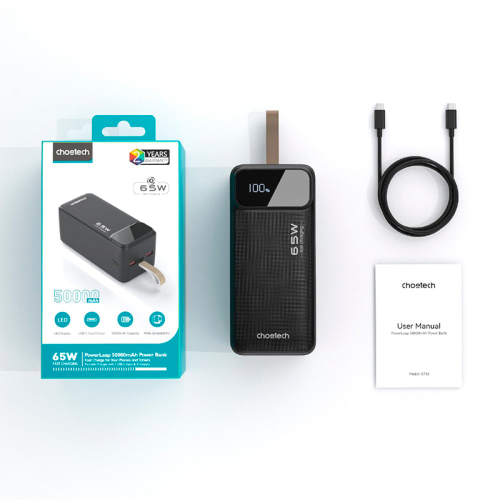Повербанк 50000 mAh Choetech B733 Black 65W QC3.0 PD3.0