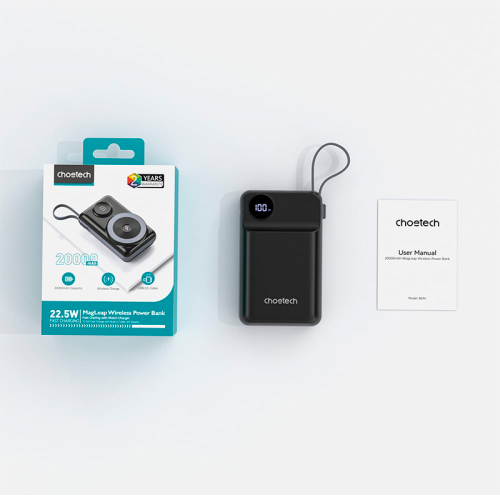 Повербанк Choetech B696 20 000мА•ч Black с магнитной зарядкой