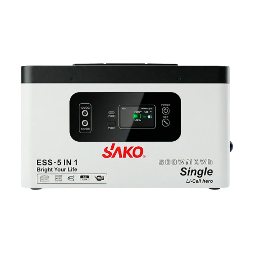Портативна зарядна станція – система резервного живлення (інвертор та батарея) Sako Alpha-ESS-500W/1KWh. Потужність 500 Вт, енергоємність 1004.8 Вт*год, LifePO4