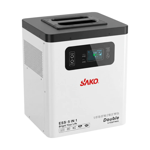 Портативна зарядна станція – система резервного живлення (інвертор та батарея) Sako Alpha-ESS-1000W/2KWh. Потужність 1000 Вт, енергоємність 2009.6 Вт*год, LifePO4