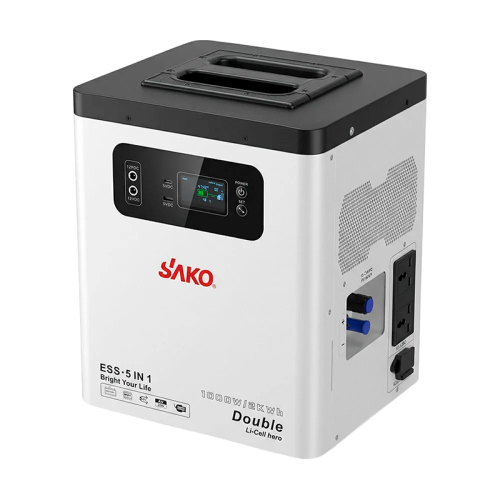 Портативна зарядна станція – система резервного живлення (інвертор та батарея) Sako Alpha-ESS-1000W/2KWh. Потужність 1000 Вт, енергоємність 2009.6 Вт*год, LifePO4