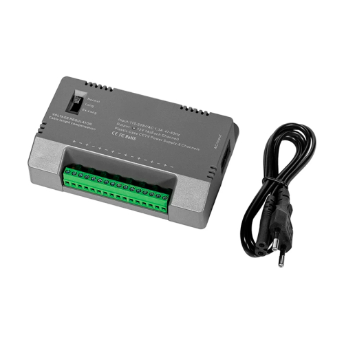 Блок живлення Kraft KRF-1208B (8CH) 96W, 8 каналів навантаження, 12V/1A на 1 канал, з регулятором напруги для компенсації довжини кабелю