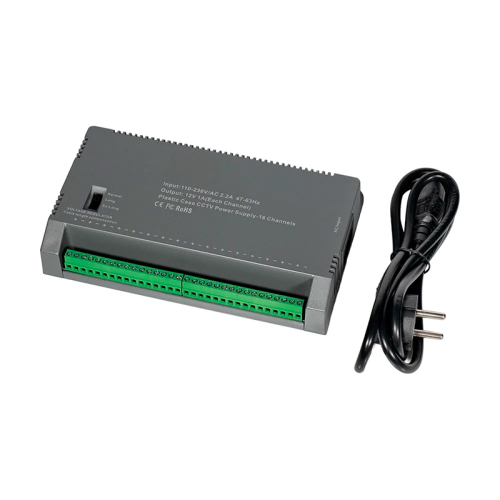 Блок живлення Kraft KRF-1216B (16CH) 200W, 16 каналів навантаження, 12V/1A на 1 канал, з регулятором напруги для компенсації довжини кабелю