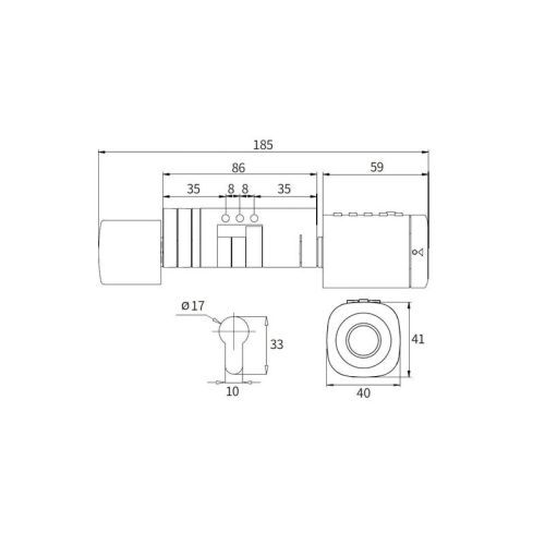 Розумний дверний біометричний замок (циліндр) SEVEN LOCK SL-7773BF silver (40-106 мм)