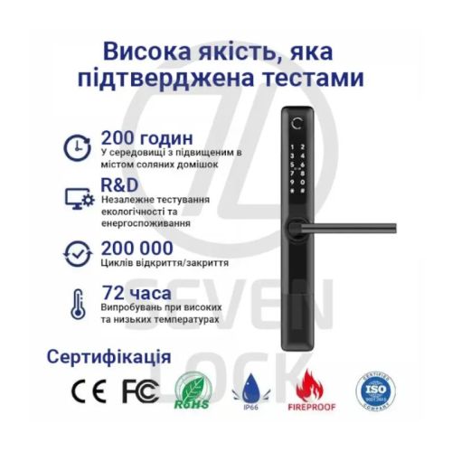 Розумний дверний біометричний замок SEVEN LOCK SL-7763BF white